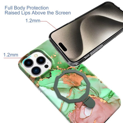 GW18 For iPhone 15 Pro Case IMD Pattern Magnetic PC + TPU Phone Protector