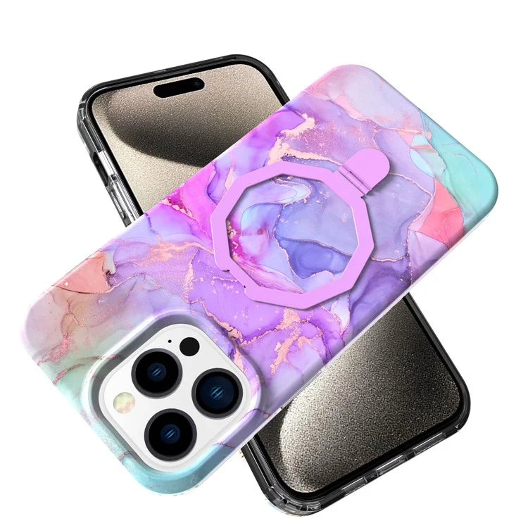 GW18 For iPhone 15 Pro Case IMD Pattern Magnetic PC + TPU Phone Protector