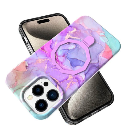 GW18 For iPhone 15 Pro Case IMD Pattern Magnetic PC + TPU Phone Protector