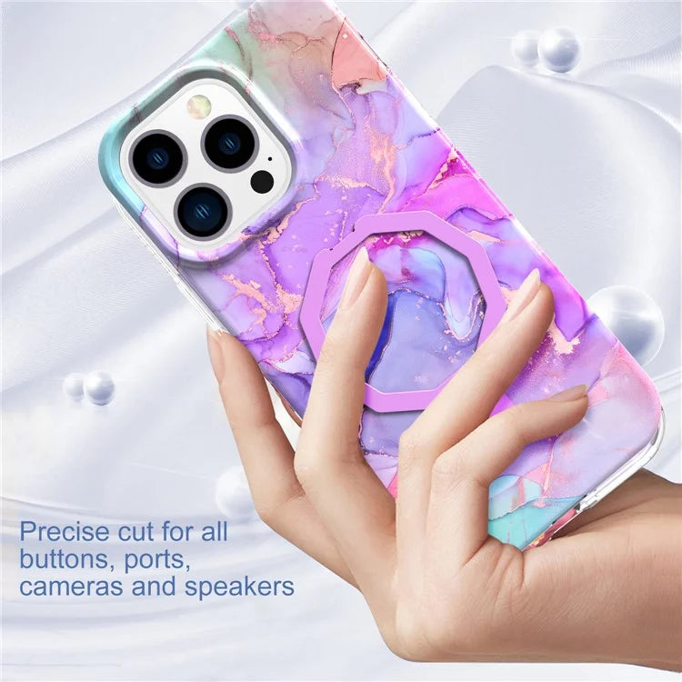 GW18 For iPhone 15 Pro Case IMD Pattern Magnetic PC + TPU Phone Protector