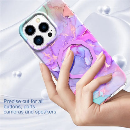 GW18 For iPhone 15 Pro Case IMD Pattern Magnetic PC + TPU Phone Protector