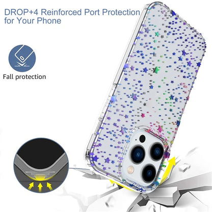 For iPhone 15 Pro Max Case Shiny Laser Pattern PC + TPU Mobile Phone Cover
