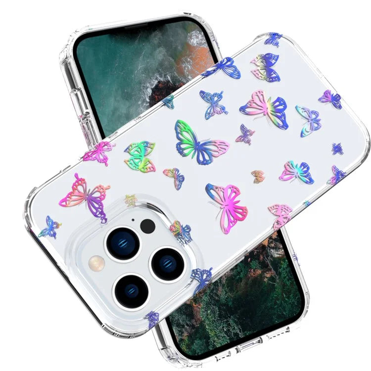 For iPhone 15 Pro Max Case Shiny Laser Pattern PC + TPU Mobile Phone Cover