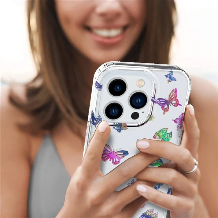 For iPhone 15 Pro Max Case Shiny Laser Pattern PC + TPU Mobile Phone Cover