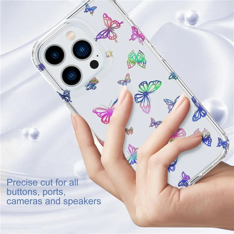 For iPhone 15 Pro Max Case Shiny Laser Pattern PC + TPU Mobile Phone Cover