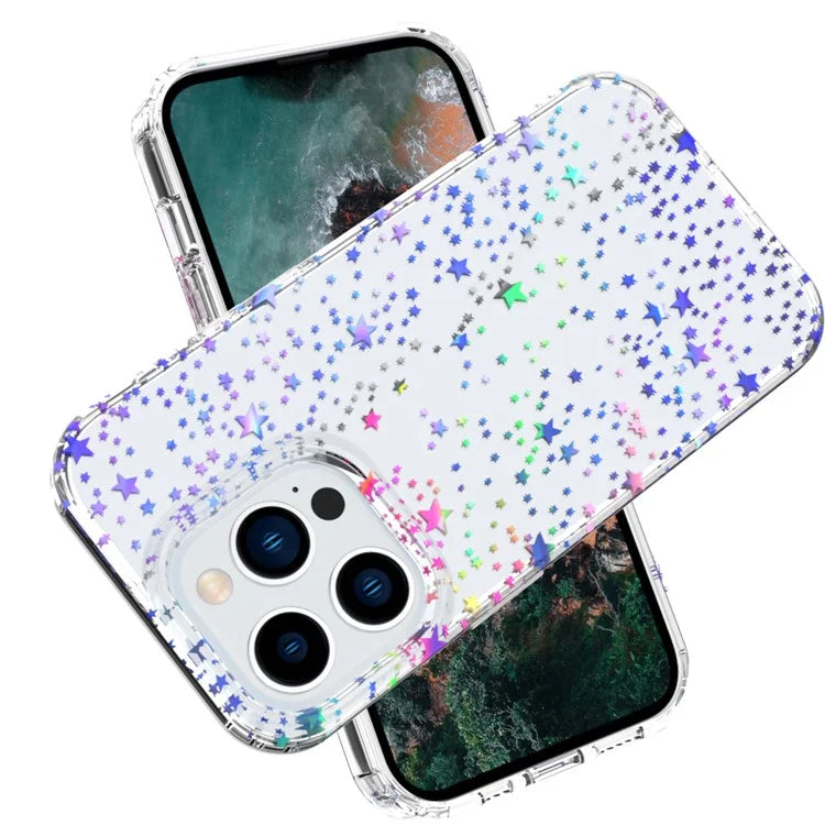 For iPhone 15 Pro Case Laser Pattern PC + TPU Shockproof Phone Cover