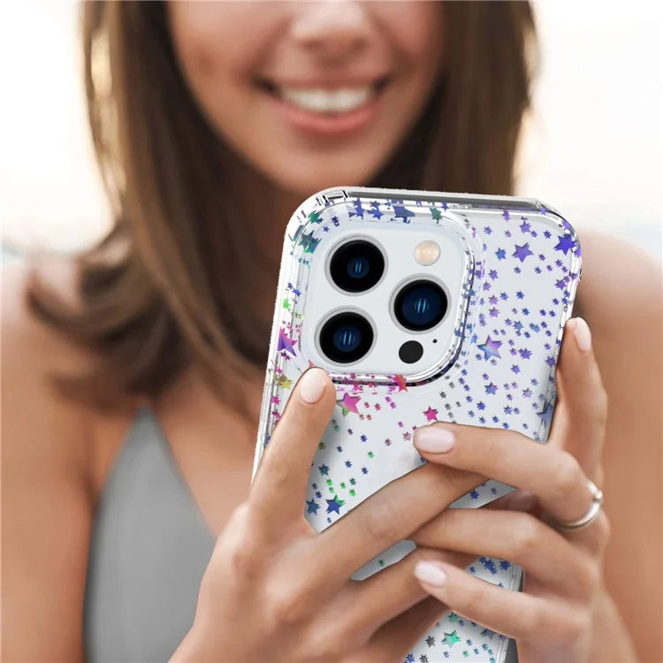 For iPhone 15 Pro Case Laser Pattern PC + TPU Shockproof Phone Cover