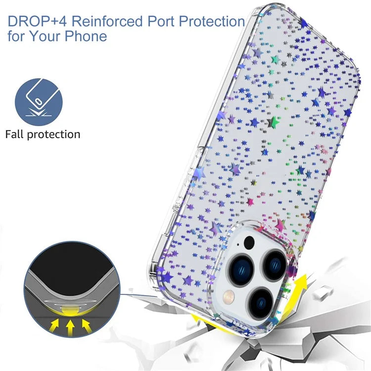 For iPhone 15 Pro Case Laser Pattern PC + TPU Shockproof Phone Cover