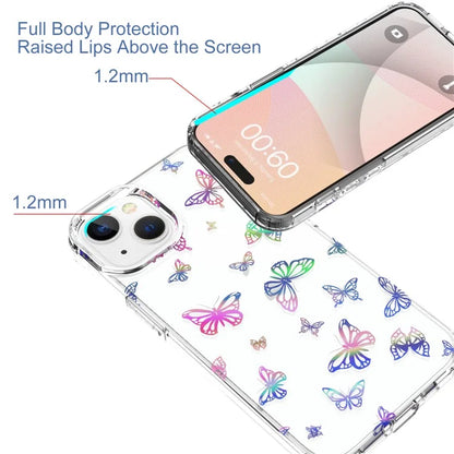 For iPhone 15 Plus Case Shiny Laser Pattern Thicken PC + TPU Phone Back Cover