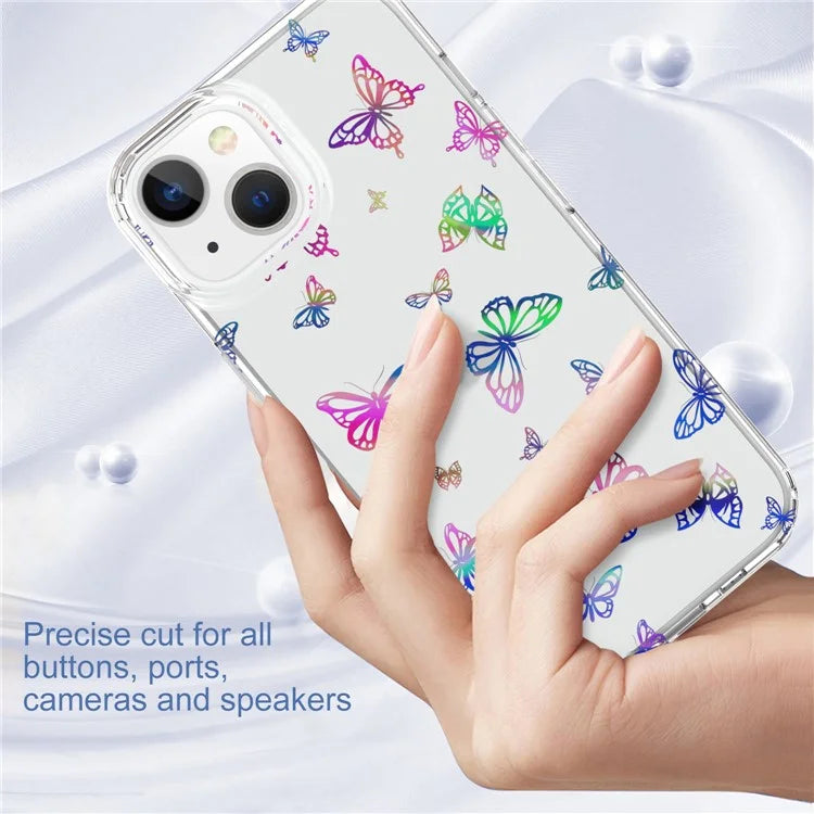 For iPhone 15 Case Stylish Laser Pattern PC + TPU Anti-scratch Phone Cover