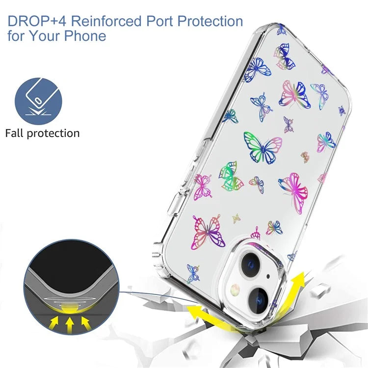 For iPhone 15 Case Stylish Laser Pattern PC + TPU Anti-scratch Phone Cover