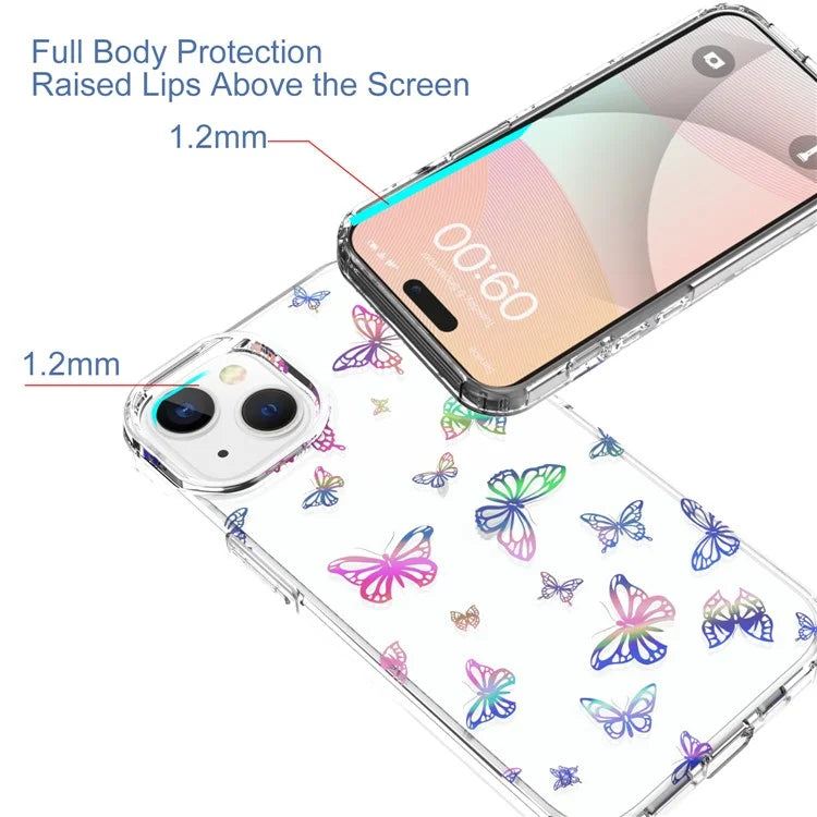 For iPhone 15 Case Stylish Laser Pattern PC + TPU Anti-scratch Phone Cover
