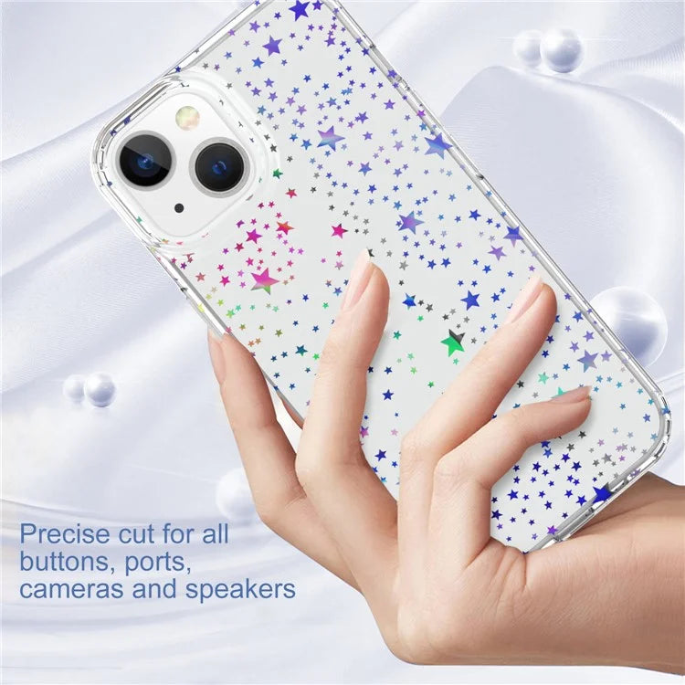 For iPhone 15 Case Stylish Laser Pattern PC + TPU Anti-scratch Phone Cover