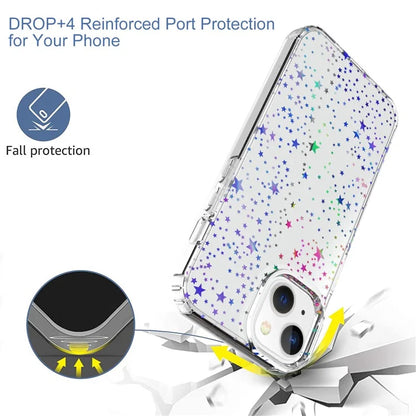 For iPhone 15 Case Stylish Laser Pattern PC + TPU Anti-scratch Phone Cover