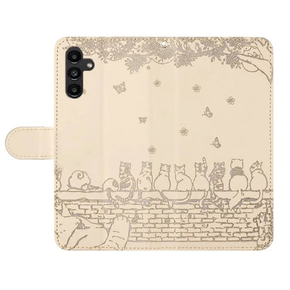 For Samsung Galaxy A05s 4G Case Wall Cats Imprinted PU Leather Wallet Phone Cover with Strap