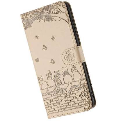 For Samsung Galaxy A05s 4G Case Wall Cats Imprinted PU Leather Wallet Phone Cover with Strap