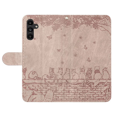 For Samsung Galaxy A05s 4G Case Wall Cats Imprinted PU Leather Wallet Phone Cover with Strap