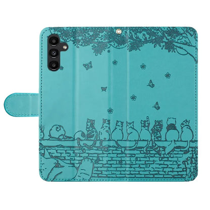 For Samsung Galaxy A05s 4G Case Wall Cats Imprinted PU Leather Wallet Phone Cover with Strap