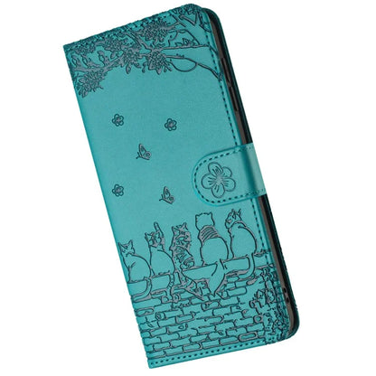 For Samsung Galaxy A05s 4G Case Wall Cats Imprinted PU Leather Wallet Phone Cover with Strap