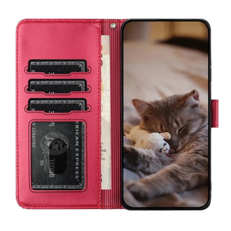 For Samsung Galaxy A05s 4G Case Wall Cats Imprinted PU Leather Wallet Phone Cover with Strap