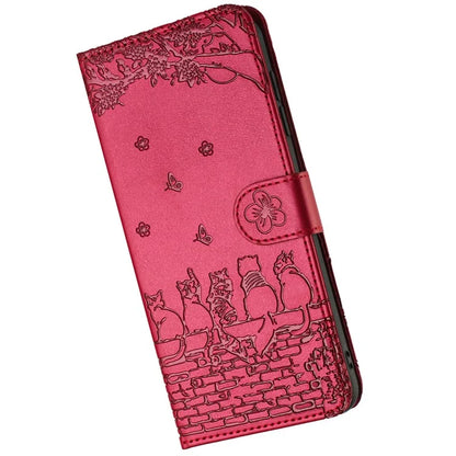 For Samsung Galaxy A05s 4G Case Wall Cats Imprinted PU Leather Wallet Phone Cover with Strap