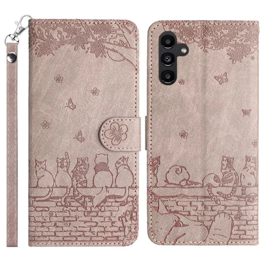 For Samsung Galaxy S23 FE Wallet Phone Cover Case Imprinted PU Leather Shell with Strap