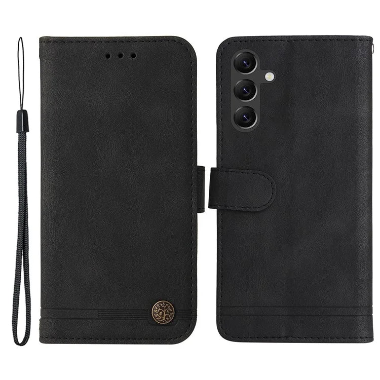 For Samsung Galaxy A15 5G Imprinted Skin-touch Phone Cover PU Leather Stand Wallet Shockproof Case