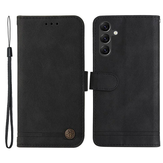 For Samsung Galaxy A15 5G Imprinted Skin-touch Phone Cover PU Leather Stand Wallet Shockproof Case