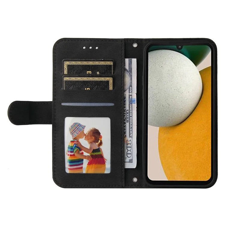 For Samsung Galaxy A15 5G Imprinted Skin-touch Phone Cover PU Leather Stand Wallet Shockproof Case