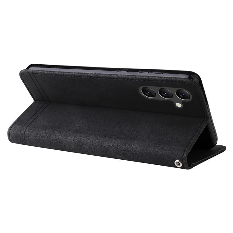 For Samsung Galaxy A15 5G Imprinted Skin-touch Phone Cover PU Leather Stand Wallet Shockproof Case