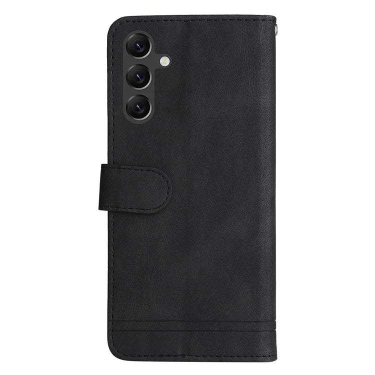 For Samsung Galaxy A15 5G Imprinted Skin-touch Phone Cover PU Leather Stand Wallet Shockproof Case