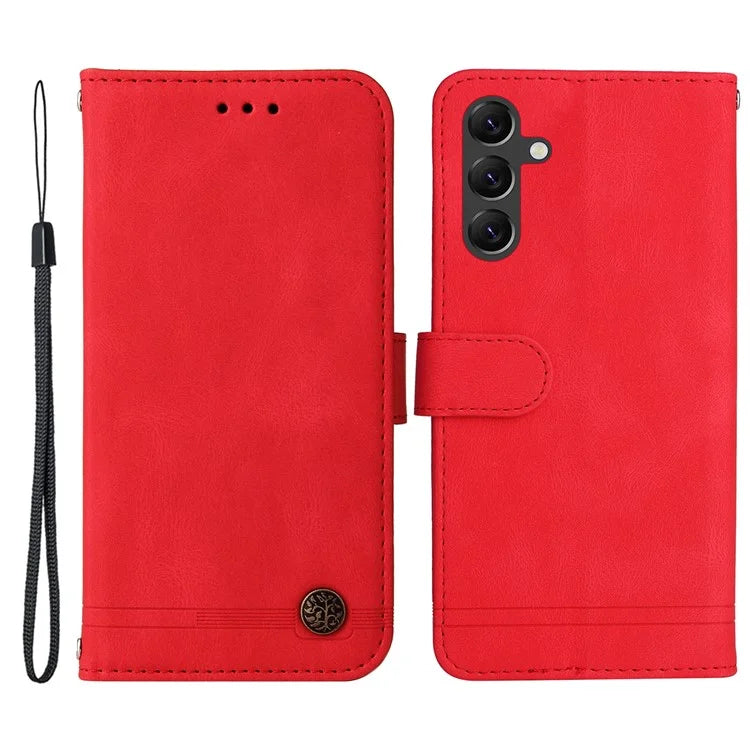For Samsung Galaxy A15 5G Imprinted Skin-touch Phone Cover PU Leather Stand Wallet Shockproof Case