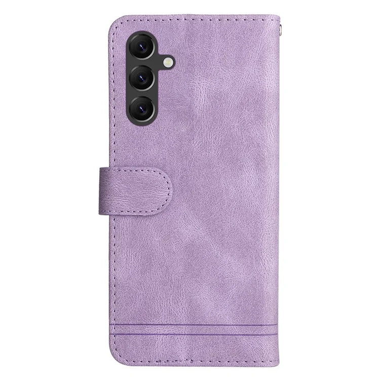 For Samsung Galaxy A15 5G Imprinted Skin-touch Phone Cover PU Leather Stand Wallet Shockproof Case