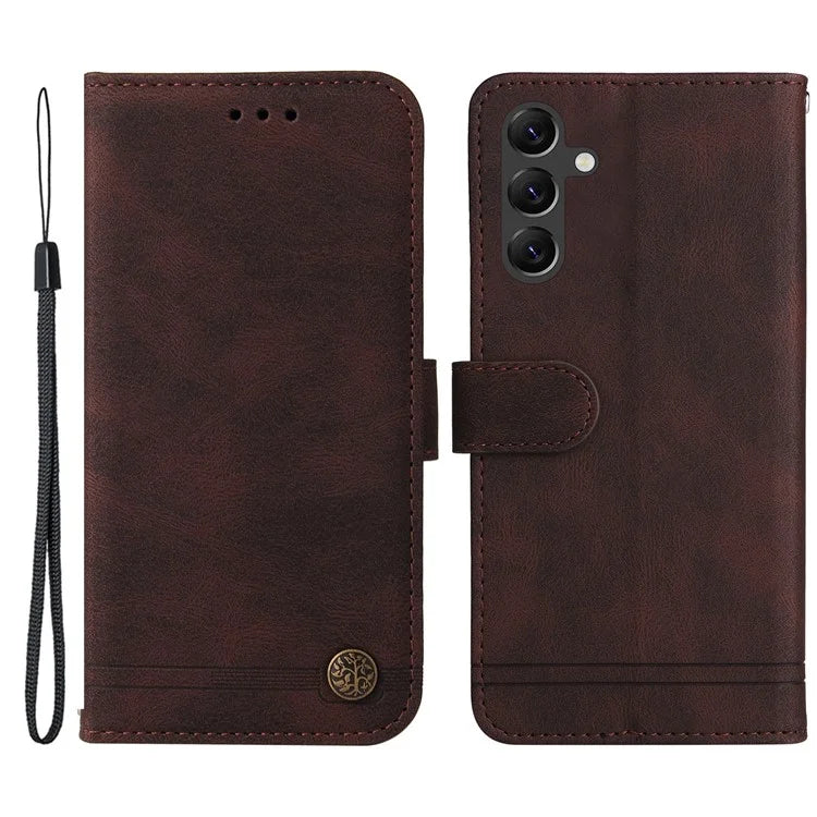 For Samsung Galaxy A15 5G Imprinted Skin-touch Phone Cover PU Leather Stand Wallet Shockproof Case