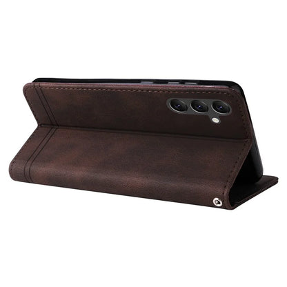 For Samsung Galaxy A15 5G Imprinted Skin-touch Phone Cover PU Leather Stand Wallet Shockproof Case