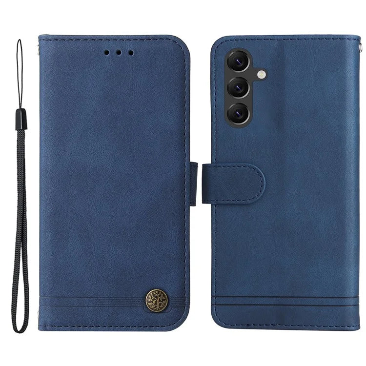 For Samsung Galaxy A15 5G Imprinted Skin-touch Phone Cover PU Leather Stand Wallet Shockproof Case