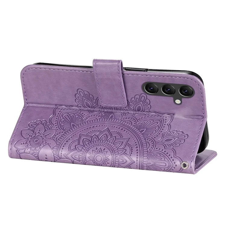 For Samsung Galaxy A15 5G Phone Case Flower Imprinted Dustproof PU Leather Wallet Phone Cover
