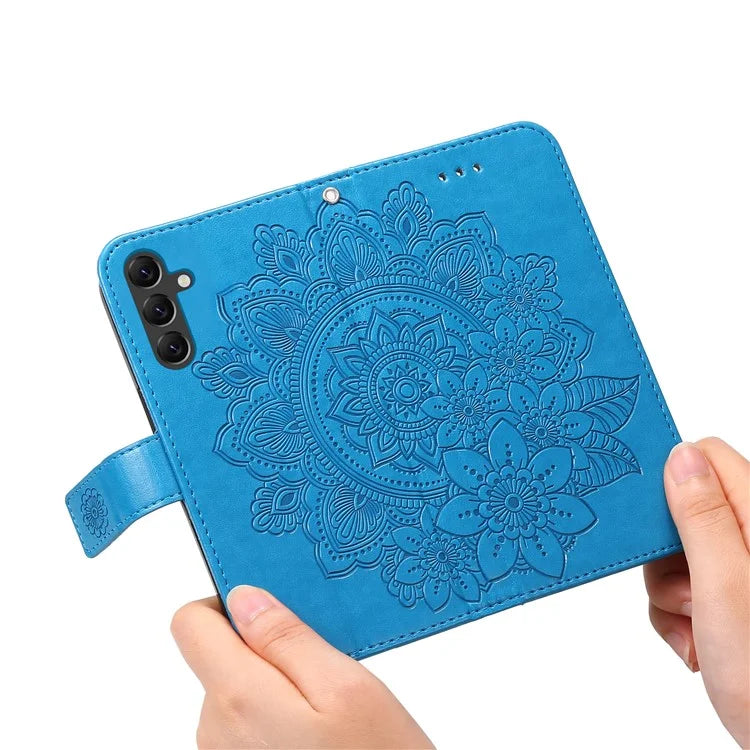 For Samsung Galaxy A15 5G Phone Case Flower Imprinted Dustproof PU Leather Wallet Phone Cover