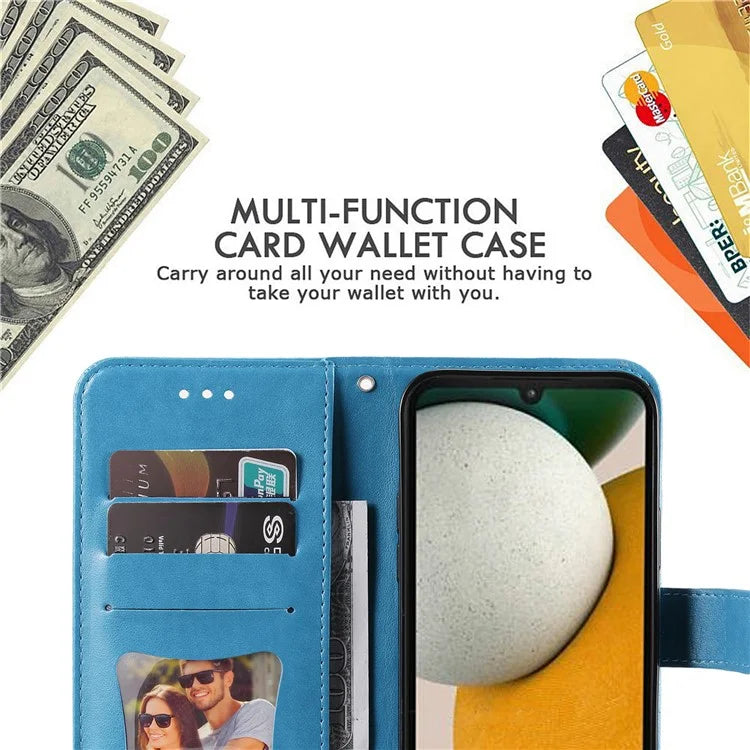 For Samsung Galaxy A15 5G Phone Case Flower Imprinted Dustproof PU Leather Wallet Phone Cover