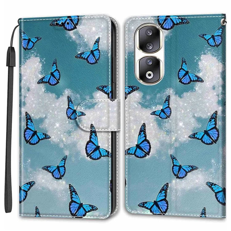 For Honor 90 Pro Case PU Leather Pattern Printing Stand Cover