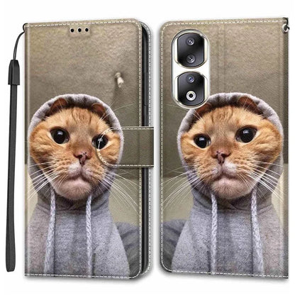 For Honor 90 Pro Case PU Leather Pattern Printing Stand Cover