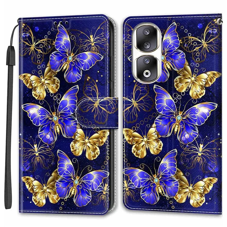 For Honor 90 Pro Case PU Leather Pattern Printing Stand Cover