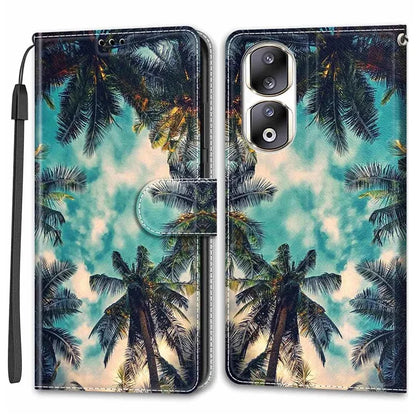 For Honor 90 Pro Case PU Leather Pattern Printing Stand Cover