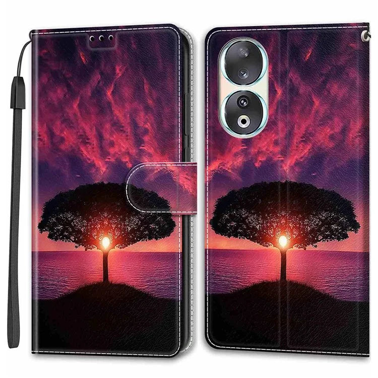 For Honor 90 Case Pattern Printing PU Leather Cover with Card Holder
