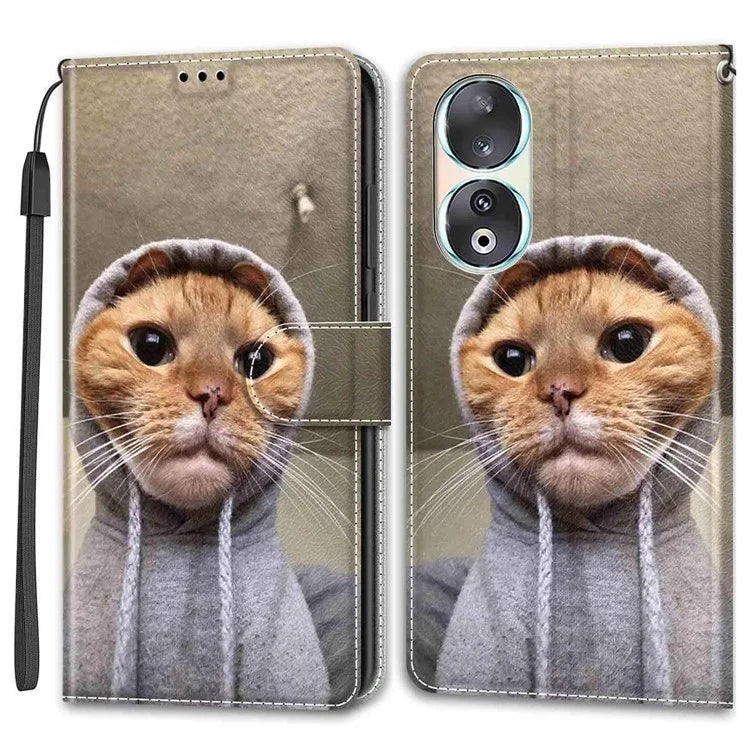 For Honor 90 Case Pattern Printing PU Leather Cover with Card Holder