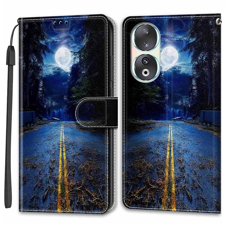 For Honor 90 Case Pattern Printing PU Leather Cover with Card Holder