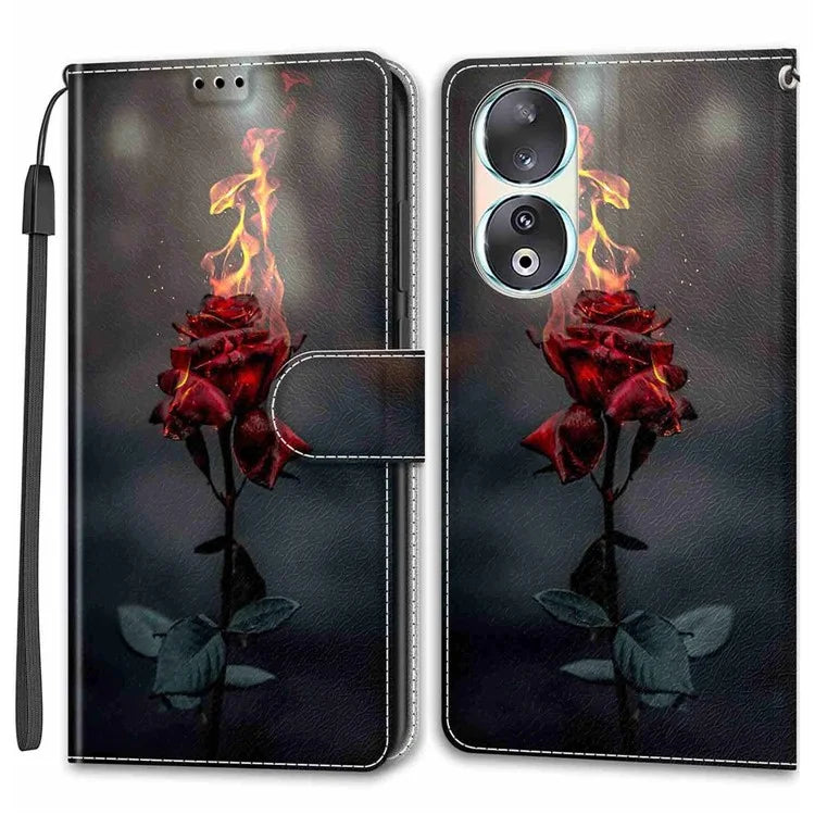For Honor 90 Case Pattern Printing PU Leather Cover with Card Holder