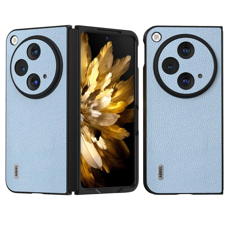 ABEEL For Oppo Find N3 5G / OnePlus Open Case Litchi Texture Genuine Cow Leather Coating Cover