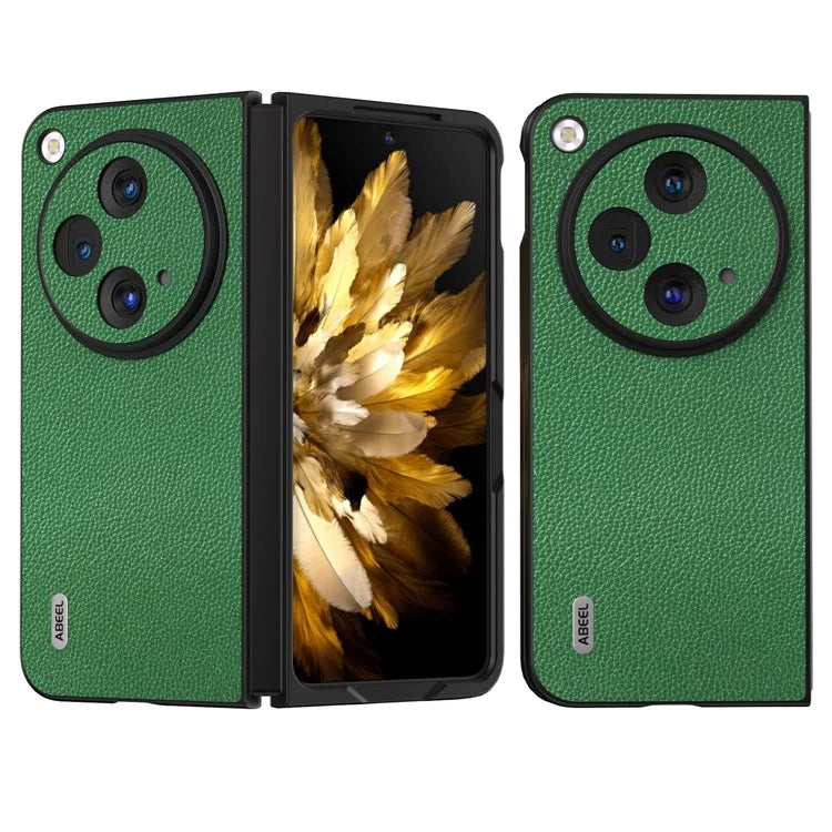 ABEEL For Oppo Find N3 5G / OnePlus Open Case Litchi Texture Genuine Cow Leather Coating Cover