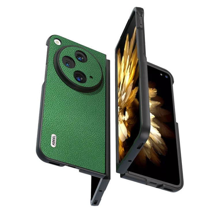 ABEEL For Oppo Find N3 5G / OnePlus Open Case Litchi Texture Genuine Cow Leather Coating Cover